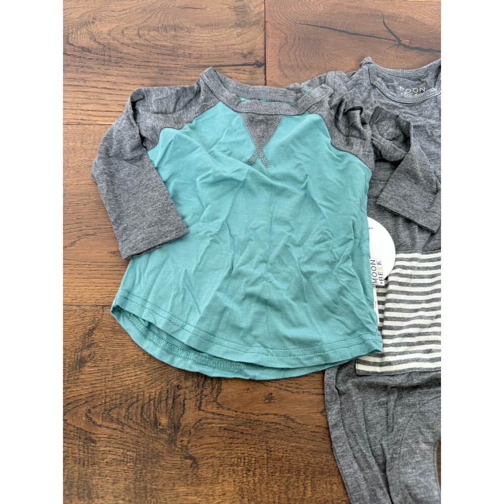 Moon + Beck Bamboo Bundle Short Sleeve Round Neck Romper Gray Size 3-6M NWT - Picture 6 of 9